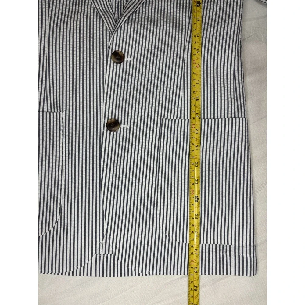 J.Crew Thompson Blue & White Striped Seersucker Blazer Men's 34R NWT $398 Decon